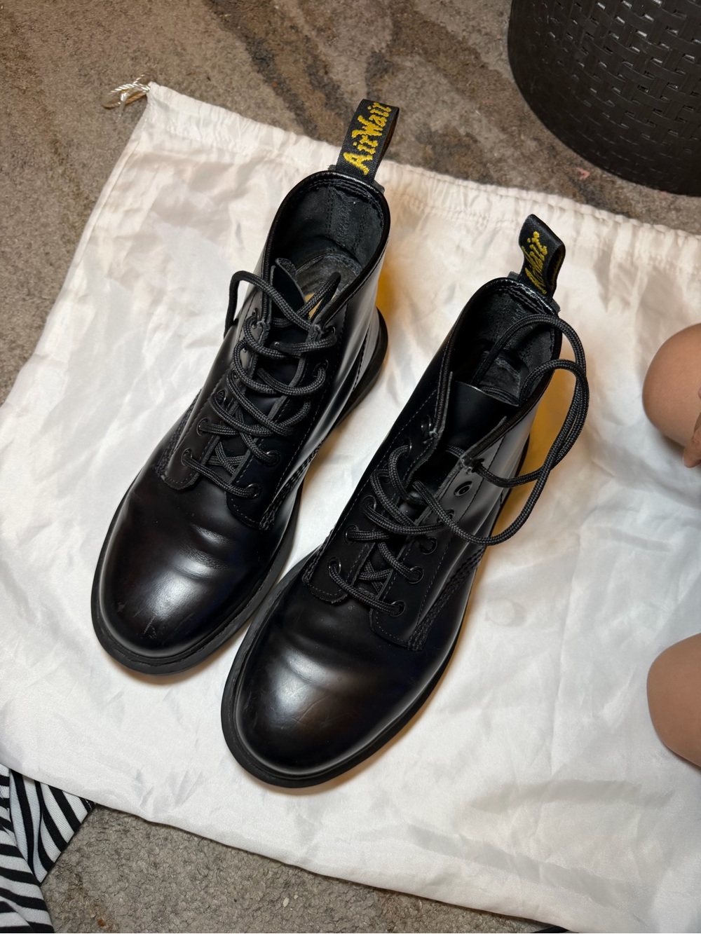 Black Leather Lace-Up Women Boots